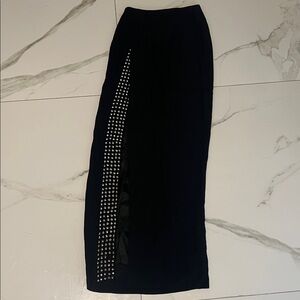 Gianfranco Ferre Black Asymmetrical Skirt with Silver Details
